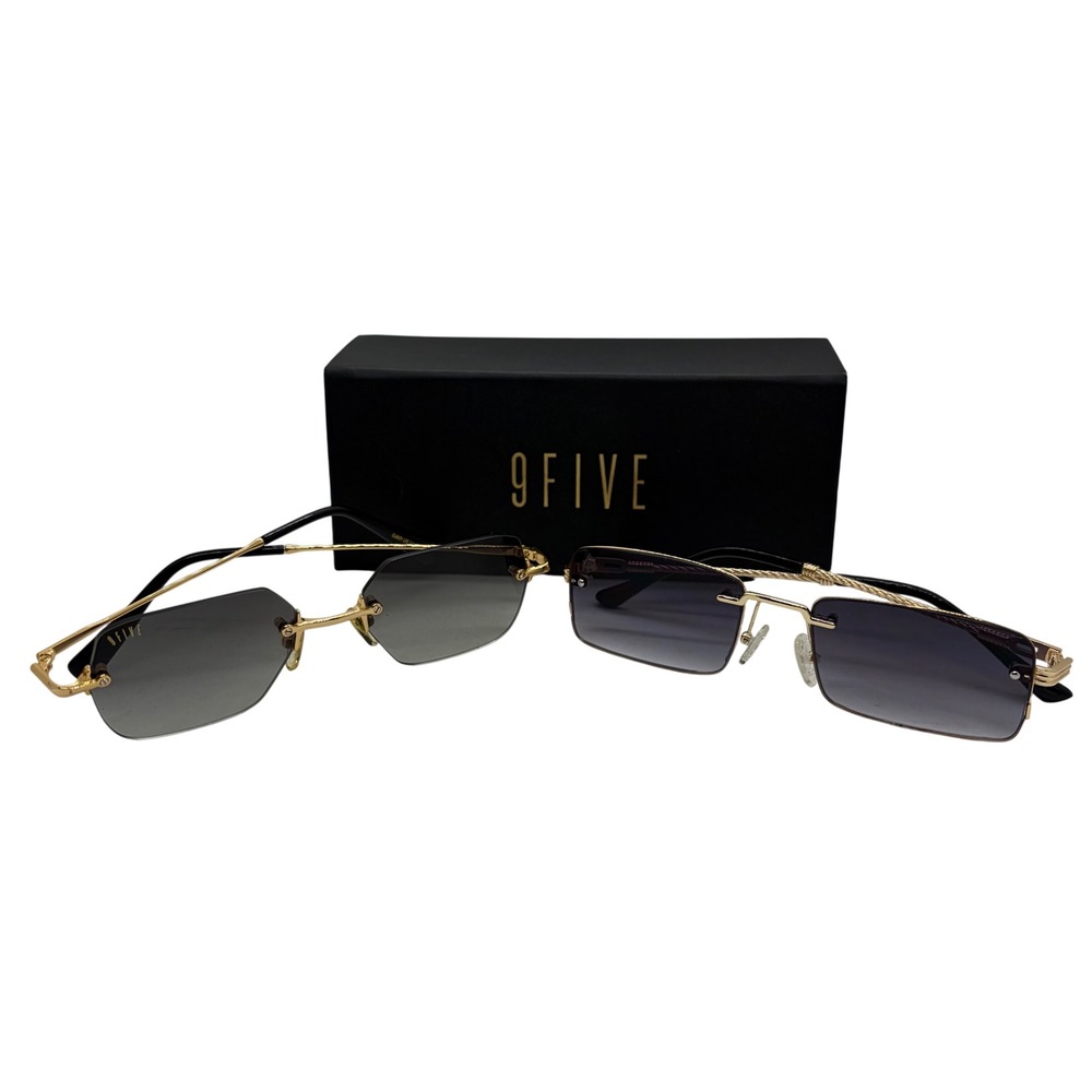 FLAWS 9FIVE Purity Lite 24K Gold Rimless Sunglasses Grey Purple Gradient Lens